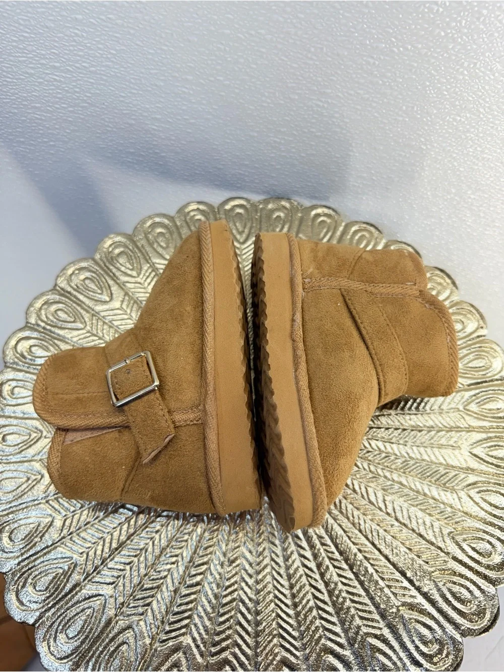 Capelli New York Kids Faux Fur Buckle Ankle Boots Tan